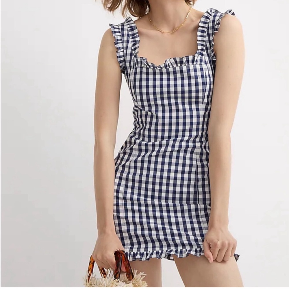 J. CREW Gingham Poplin Mini Dress